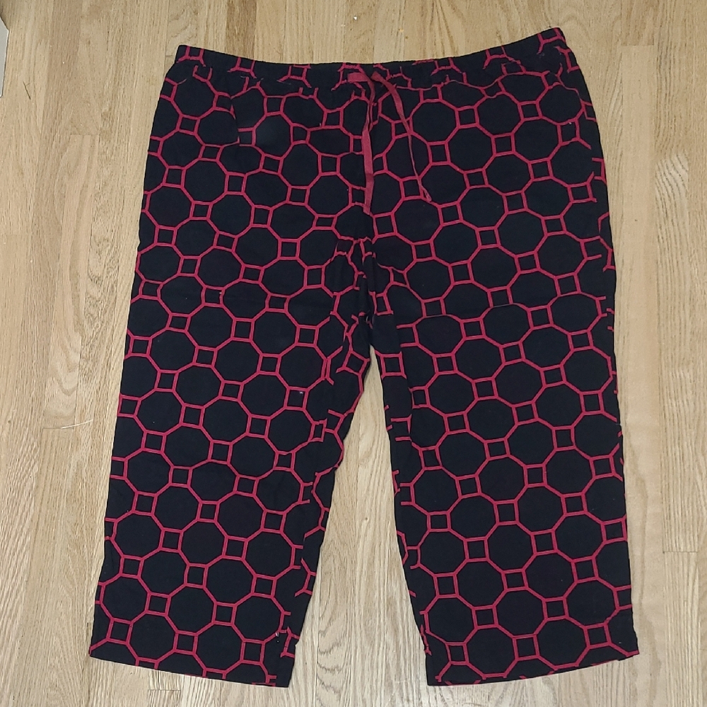Joe Fresh Black and Red Patterned Capri Pajama Pants
